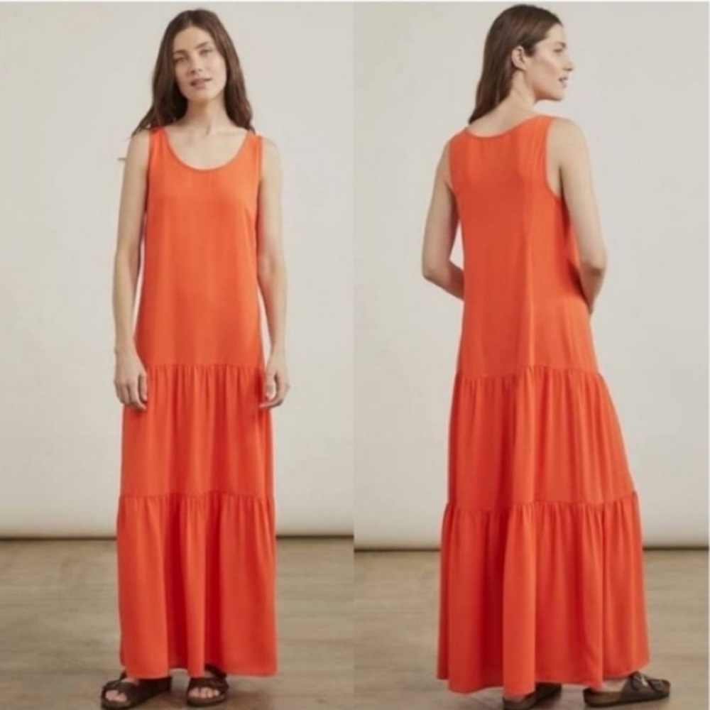 Tommy Bahama Orange Cotton Modal Sleeveless Beach Tiered Maxi Dress size M - Picture 1 of 9